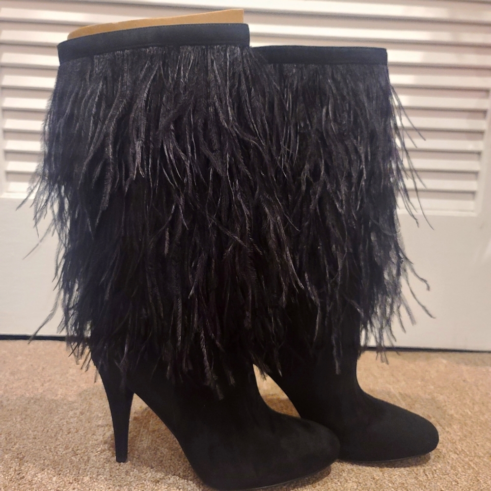 Brand New Michael Kors Asha Suede Feather Booties.
